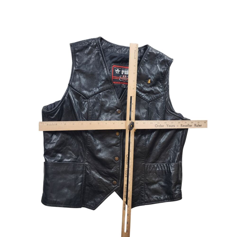 First Manufacturing Leather Vest XL Biker Motorcycle Club Riding Snap Taffeta - Picture 4 of 16